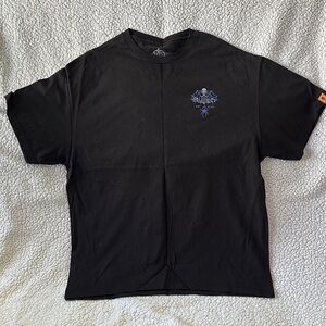 Black Graphic Tee with Blue Accent